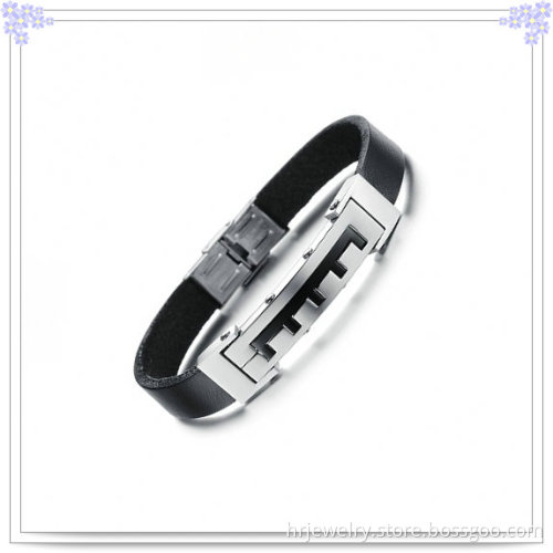 Leather Bracelet Stainless Steel Jewelry Leather Jewelry (HR0532)